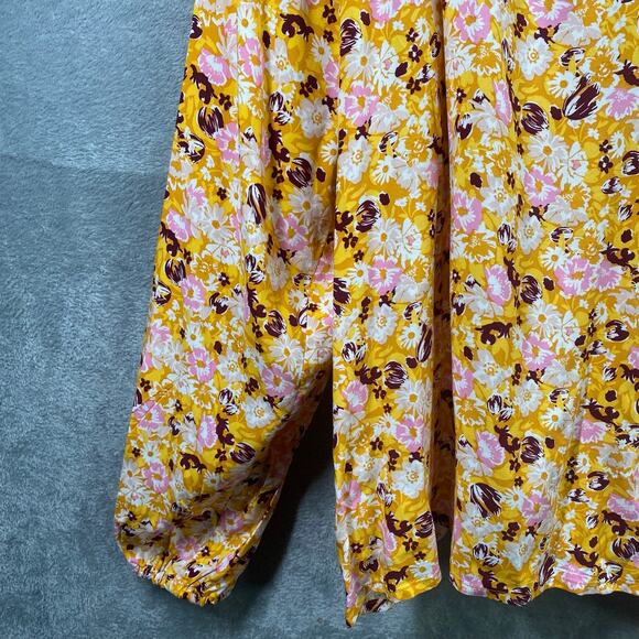 GAP Top Womens XXL Floral Long Sleeve Puff Sleeve Peasant Cottage Boho‎ - Picture 8 of 15